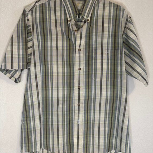 BILL BLASS‎ Men's Button Down Short Sleeved Green Blue Gray - Picture 2 of 4